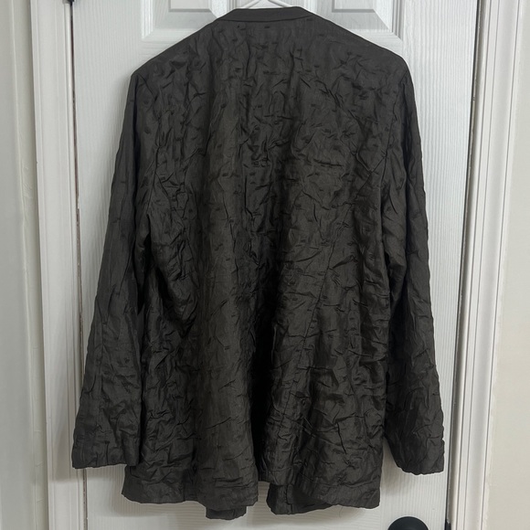 Eileen Fisher Dark Olive Textured Blazer Women’s Size L Sustainable Classic - Picture 3 of 3